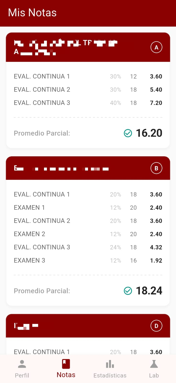 Notas y calificaciones UNSAP